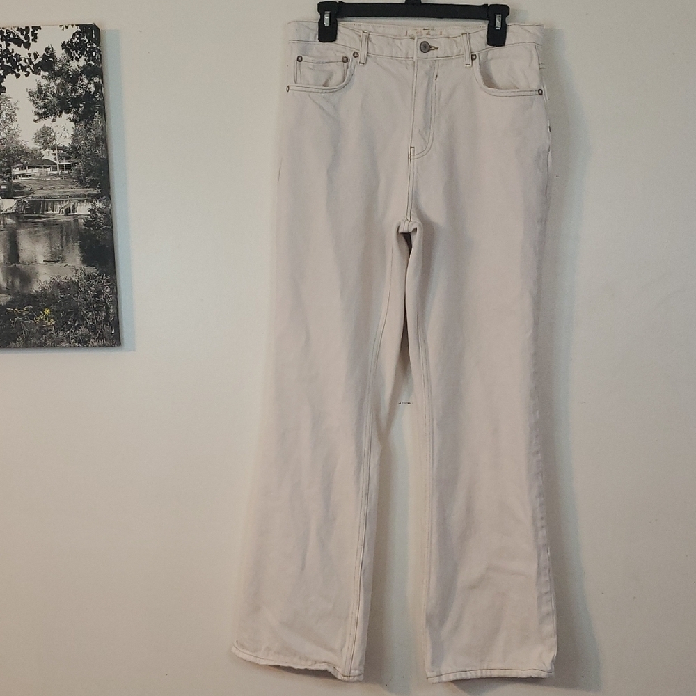 We The Free Free People Laurel Canyon Flare Jeans Ivory Womens Highrise Size 31